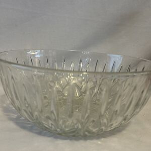 8” Crystal Pasari Indonesia Pretzel Pattern Serving Bowl Clear Pressed Glass VTG